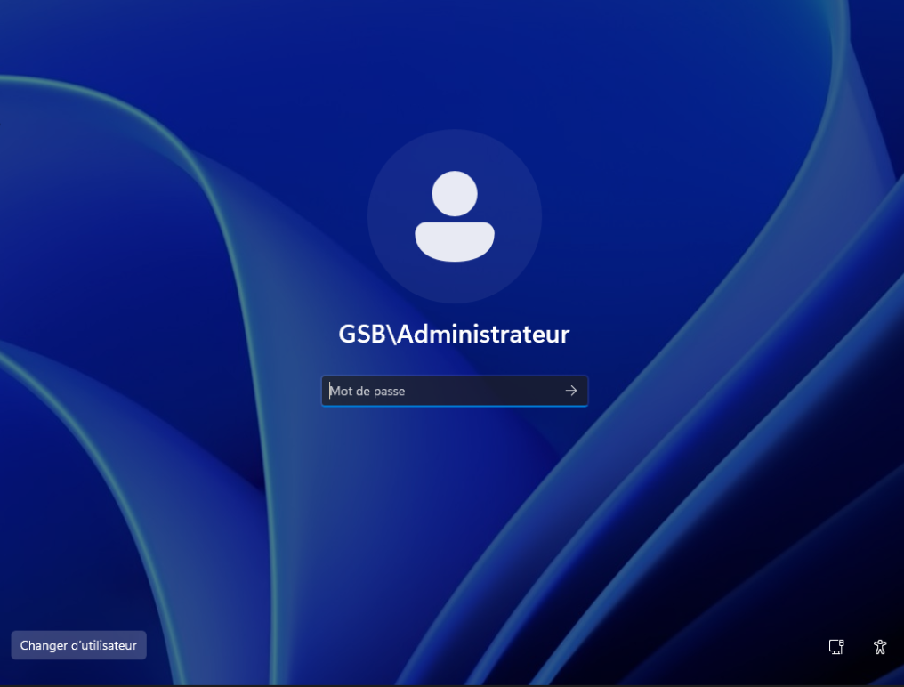 Ecran de connexion Windows Server