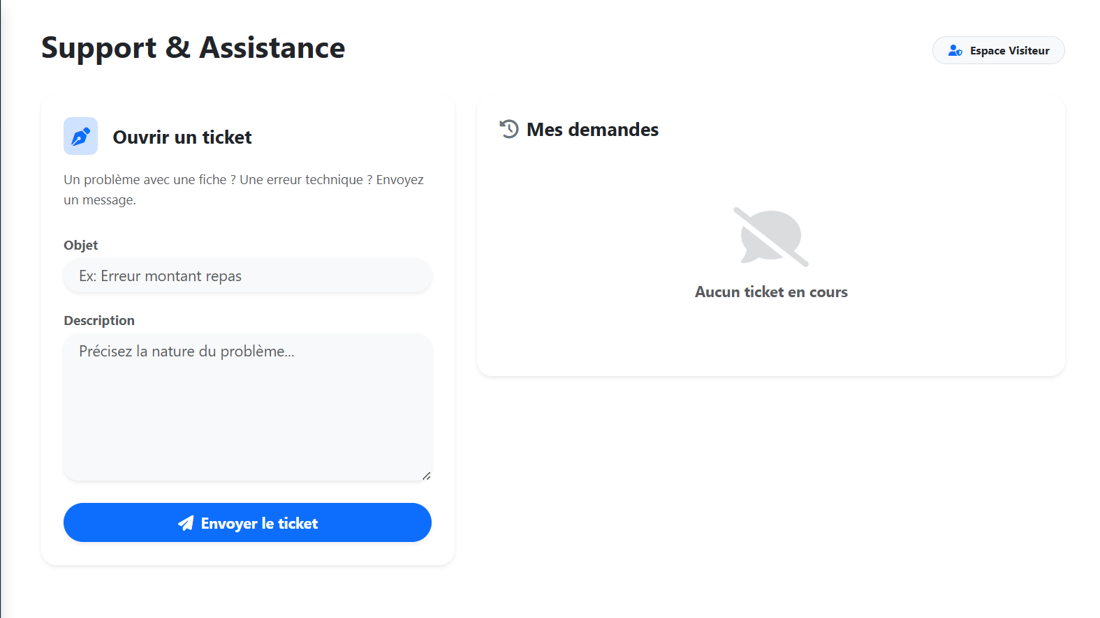 Interface de support technique
